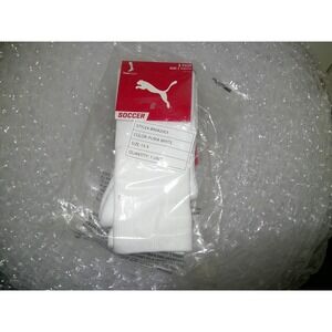 Puma Soccer Team‎ Socks White Youth Size 13-3 Anti-Odor Moisture Wicking